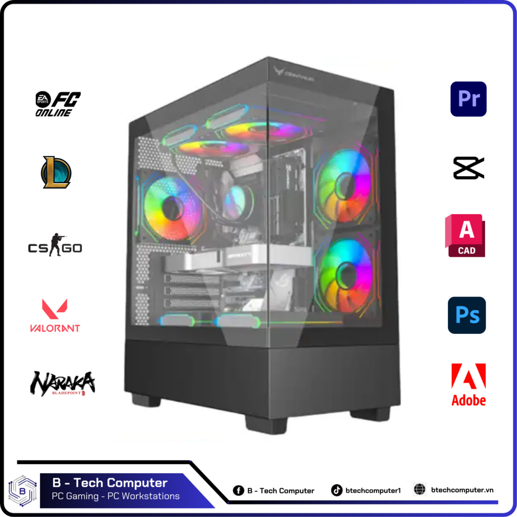 PC Gaming #120 (i3-10105F Tray | Ram 16Gb | VGA GTX 1660S 6Gb | SSD 256Gb | Main H510M-HVS | Nguồn 500W | Vỏ Centaur Timber)