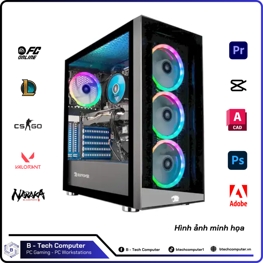 PC Gaming #94 (Intel Core i3-12100F/Ram 16GB/GTX 1660 6GB/SSD 240GB/Main H610/550W)