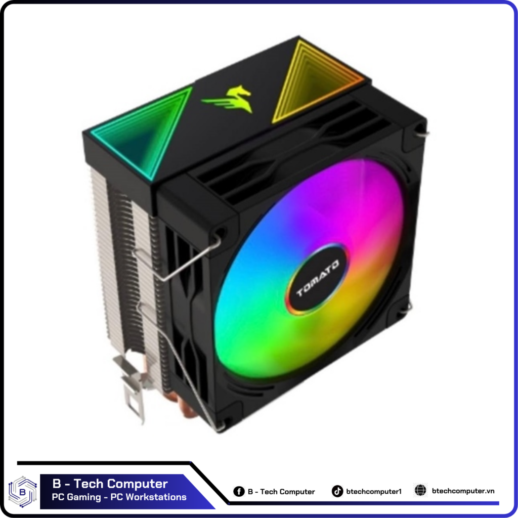 Quạt Tản Nhiệt Khí CPU TOMATO AM-6200 LED RGB 90mm (ĐEN)