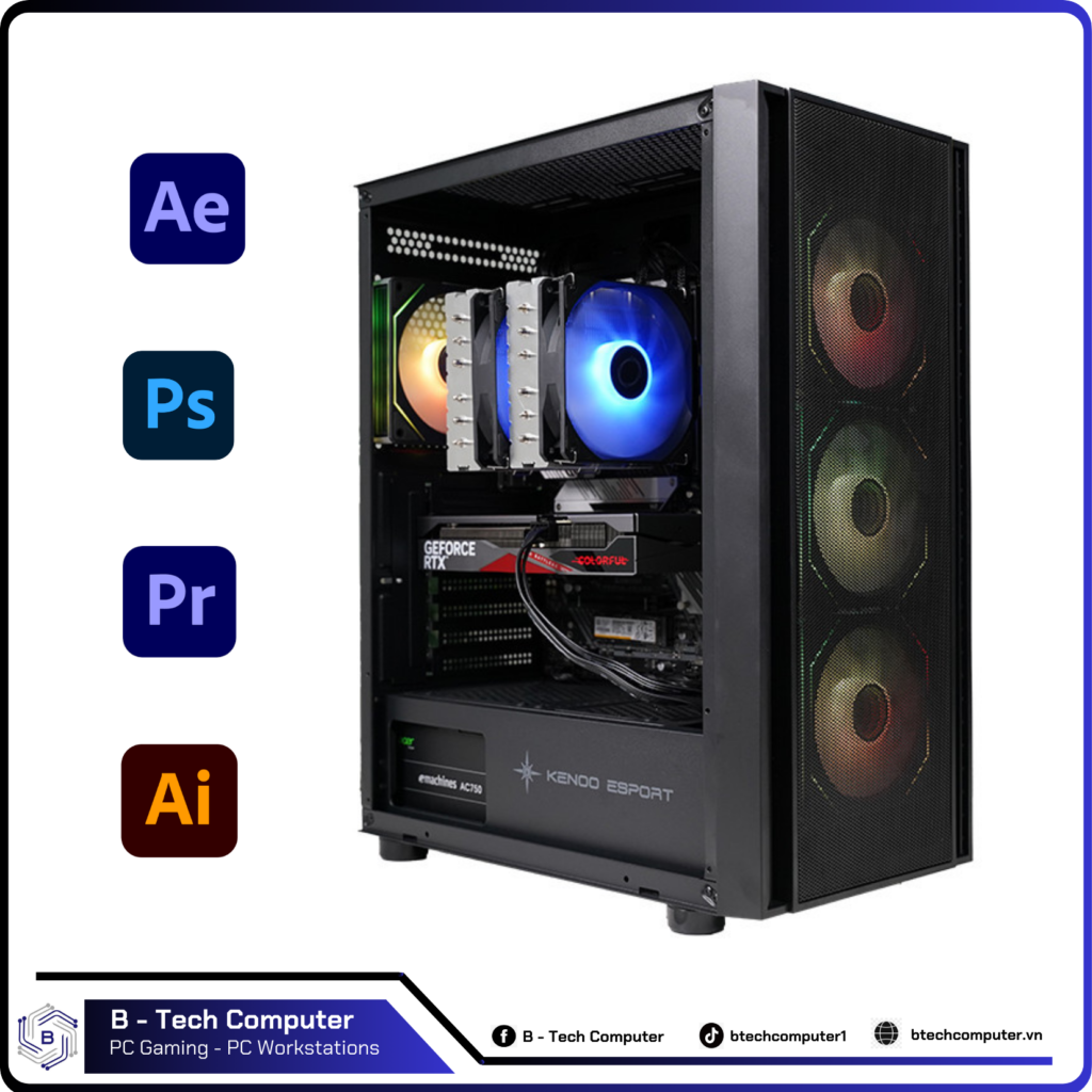 PC ĐỒ HỌA #03 (Core I5 14600KF | RTX 3060 12G | RAM 16G | NVME 512G)