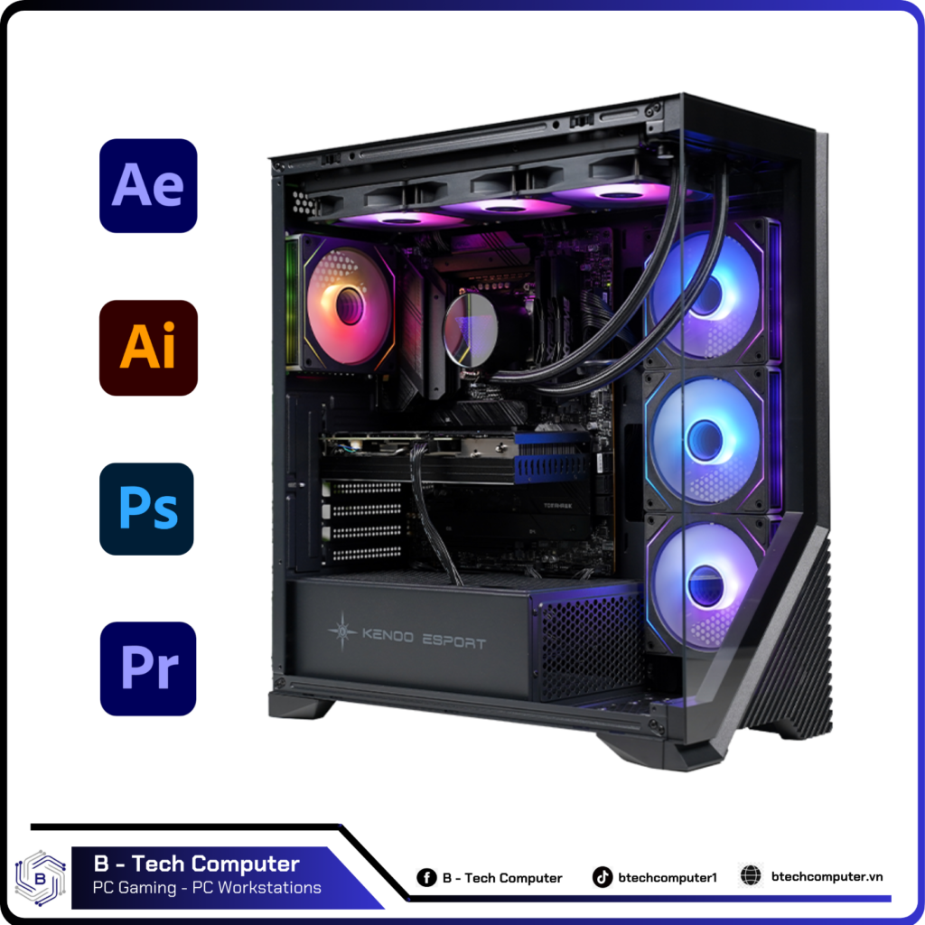 PC ĐỒ HỌA #05 (Core I7 14700KF | Ram 32G | RTX 3060 12G | SSD 500G) (WiFi)