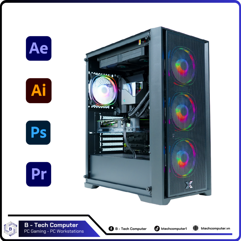 PC ĐỒ HỌA #07 (Core I9 14900KF | Ram 32G | RTX 3060 12G | NVME 500GB) (Wifi)